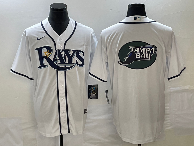 Men's White Tampa Bay Rays Team Big Logo Cool Base Stitched Baseball Jersey